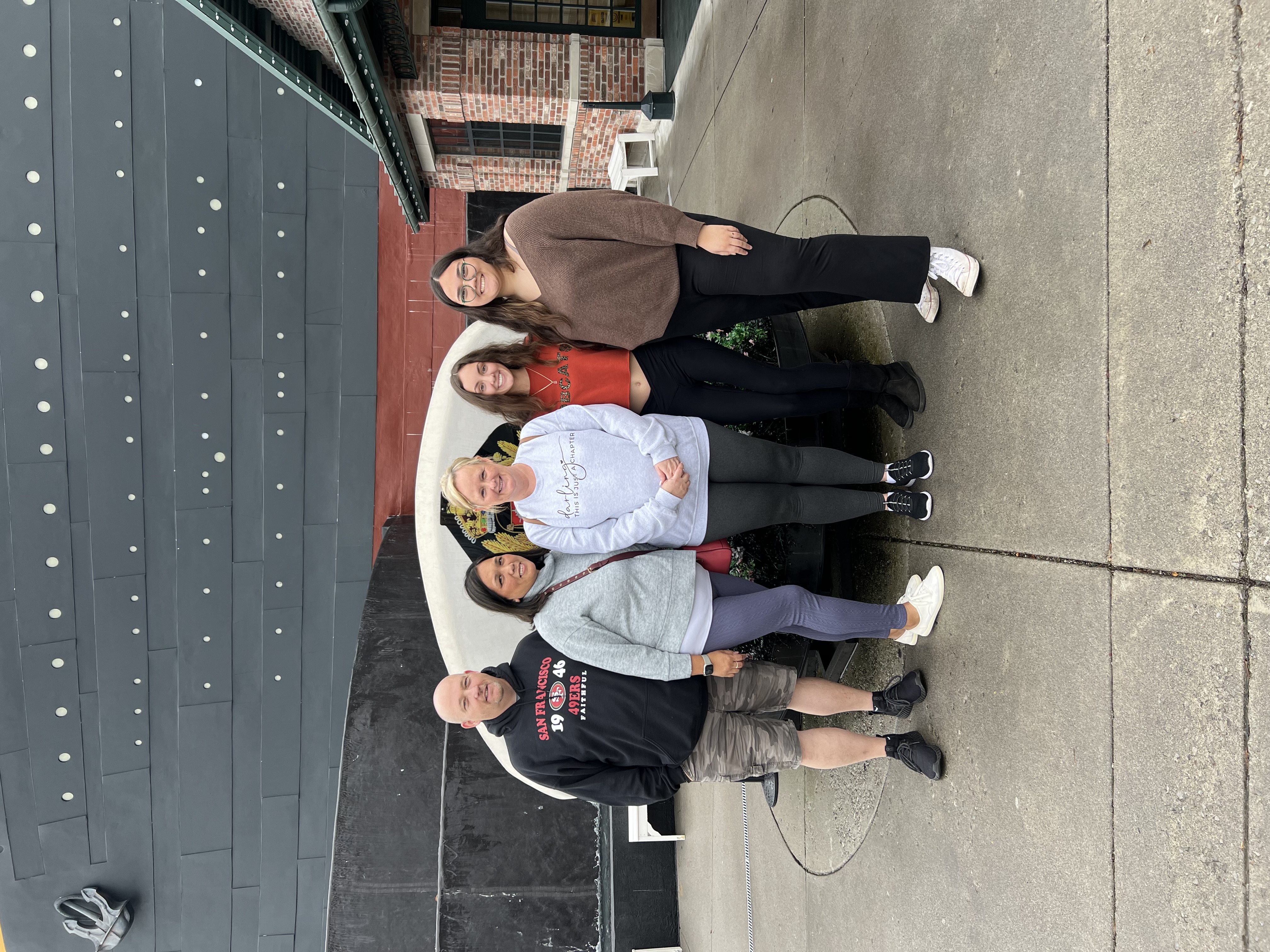 family photo infront of titanic